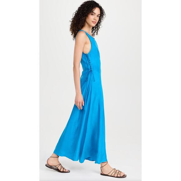 87ORIGINS Ere Dress Blue Maxi Lace Up Sides Women's Size 10 NWT Royal Blue - Picture 13 of 13